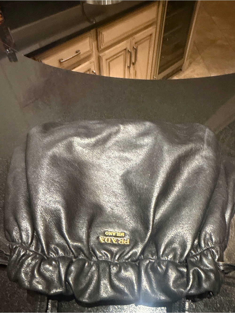 Prada Nero Large Drawstring Leather Tote with Gold Logo - Picture 9 of 16